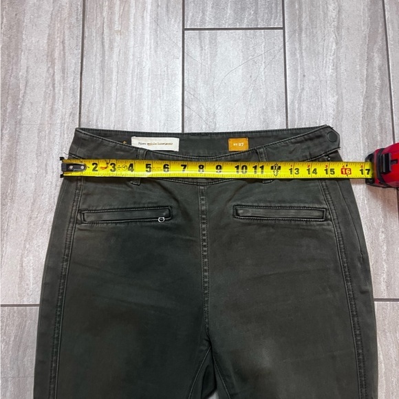 Anthro Pilcro Letterpress Olive Green Superscript Skinny Jeans Zipper Ankle 27 - Picture 3 of 7